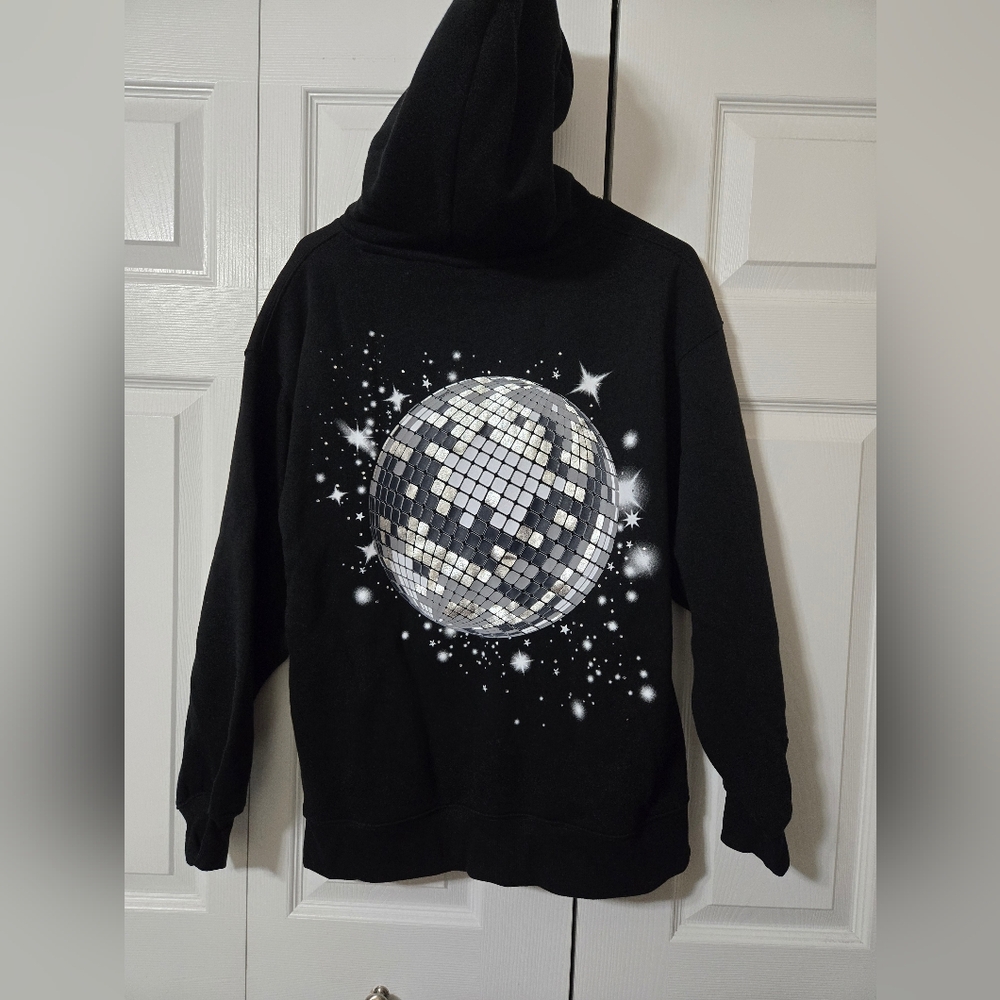 Black Disco Ball Hooded Sweatshirt, Size XXS, New With Tags